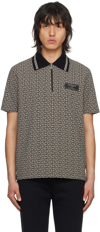 Balmain Labyrinth Polo Shirt With Jacquard Effect In Gfe Ivoire/noir