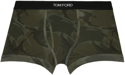Tom Ford Khaki Camo Boxer Briefs In 309 Mineral Green