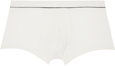 Zegna White Piping Boxer Briefs In Bianco Naturale Uni