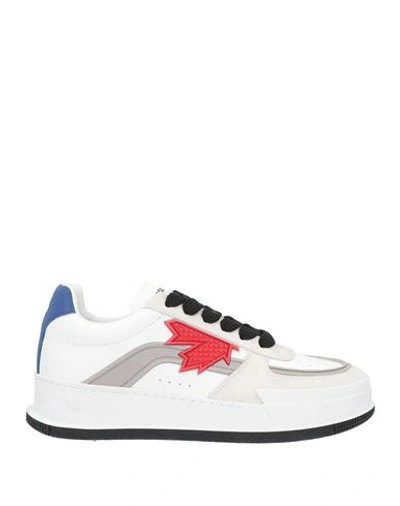 Dsquared2 Man Sneakers White Size 8.5 Calfskin, Pvc - Polyvinyl Chloride