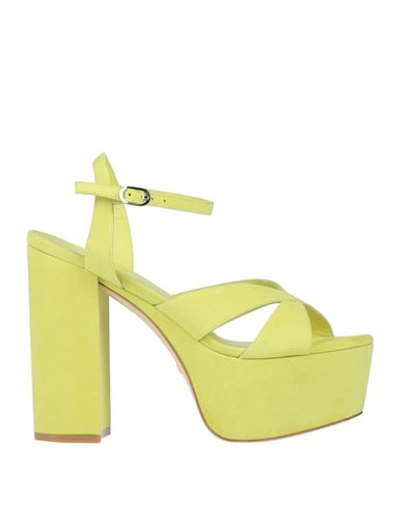 Stuart Weitzman Woman Sandals Acid Green Size 10.5 Soft Leather