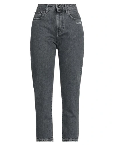 Off-white Woman Jeans Lead Size 31 Cotton, Polyester In Grey