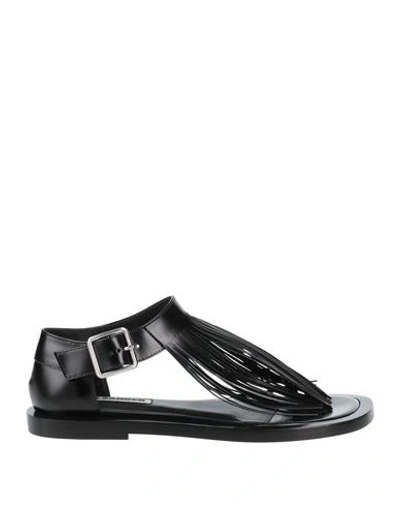 Jil Sander Woman Thong Sandal Black Size 11 Soft Leather