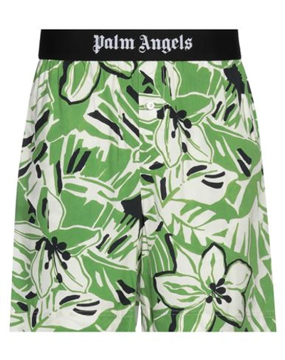 Palm Angels Man Shorts & Bermuda Shorts Green Size L Viscose, Polyamide, Elastane