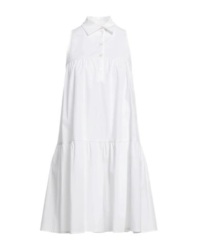 1-one Woman Mini Dress White Size 8 Cotton, Elastane