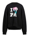 Palm Angels I Love Pa Cotton Crewneck Sweatshirt In Black