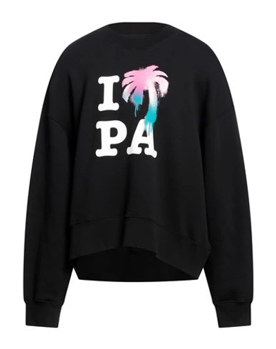 PALM ANGELS PALM ANGELS MAN SWEATSHIRT BLACK SIZE XS COTTON, ELASTANE