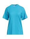 Off-white Woman T-shirt Azure Size Xs Cotton, Elastane In Blue