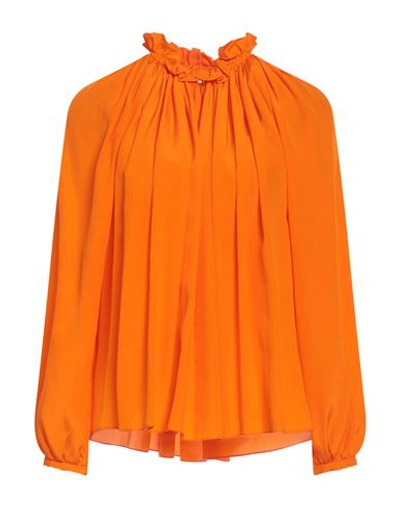 Lanvin Woman Top Orange Size 6 Silk