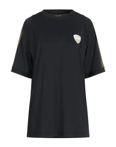 Ea7 Woman T-shirt Black Size Xl Polyester, Elastane