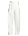 Off-white Woman Pants Off White Size 12 Polyester, Virgin Wool, Elastane In Off White