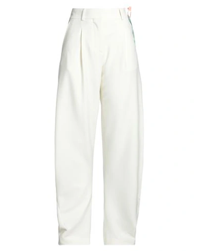 Off-white Woman Pants Off White Size 6 Polyester, Virgin Wool, Elastane