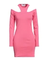 Msgm Woman Mini Dress Pink Size M Cotton, Elastane