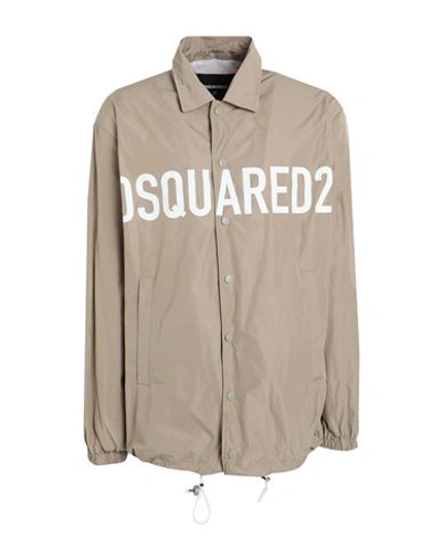 Dsquared2 Man Jacket Khaki Size 40 Polyester In Beige
