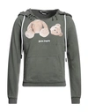 Palm Angels Man Sweatshirt Military Green Size L Cotton, Elastane In Green