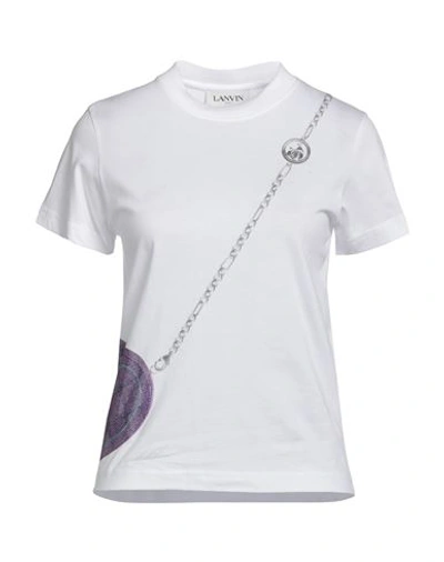 Lanvin Woman T-shirt White Size S Cotton, Glass