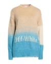 Off-white Mohair Blend Helvetica Degradè Pullover In Beige
