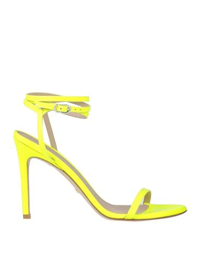 Stuart Weitzman Woman Sandals Yellow Size 7.5 Soft Leather, Textile Fibers