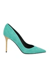 BALMAIN BALMAIN WOMAN PUMPS EMERALD GREEN SIZE 6 GOAT SKIN