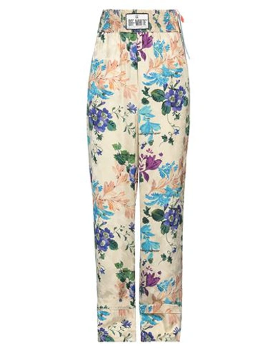 OFF-WHITE OFF-WHITE WOMAN PANTS BEIGE SIZE 4 VISCOSE, POLYESTER