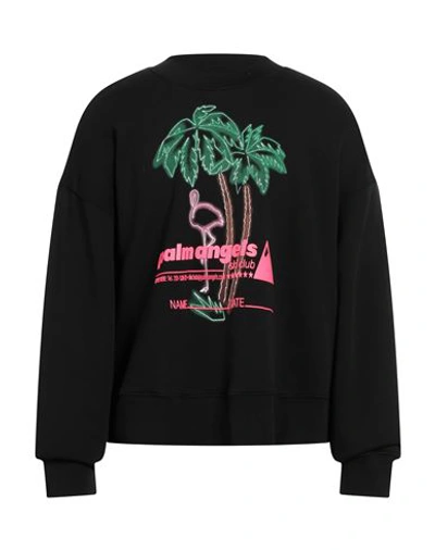 Palm Angels Man Sweatshirt Black Size M Cotton, Elastane, Polyester