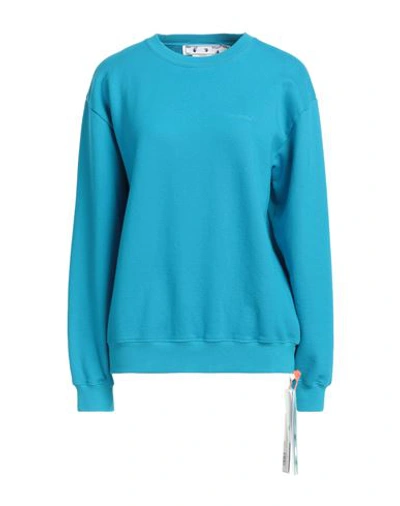 Off-white Woman Sweatshirt Azure Size Xs Cotton, Elastane In Blue