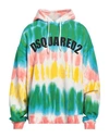 Dsquared2 Logo Print Hoodie Man Sweatshirt Sky Blue Size Xxl Cotton In Green