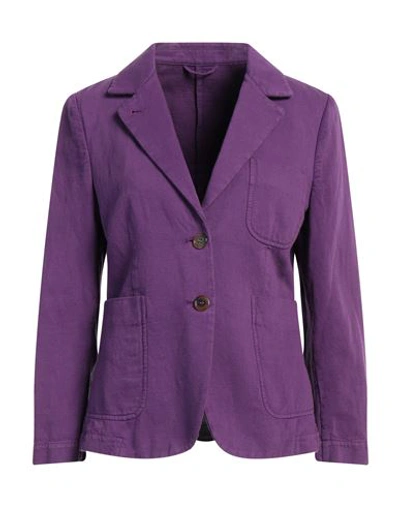 Kiltie Woman Blazer Purple Size 8 Cotton, Linen In Purple