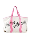 Palm Angels Canvas Tote Bag With Contrast Logo Print In Beige