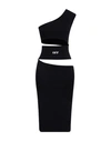 OFF-WHITE OFF-WHITE WOMAN MIDI DRESS BLACK SIZE 4 COTTON, POLYESTER, POLYAMIDE, POLYURETHANE