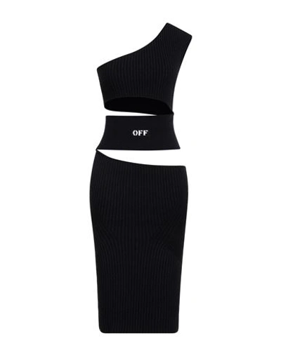 Off-white Woman Midi Dress Black Size 4 Cotton, Polyester, Polyamide, Polyurethane