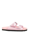 Palm Angels Leather Logo Sandals In Pink