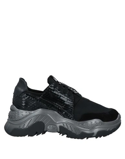 Leamo Woman Sneakers Black Size 7 Soft Leather, Textile Fibers