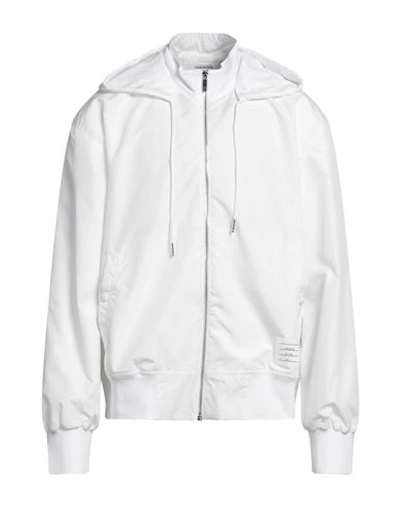 Thom Browne Man Jacket White Size 4 Polyester