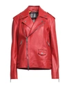 Dsquared2 Woman Jacket Tomato Red Size 2 Bovine Leather