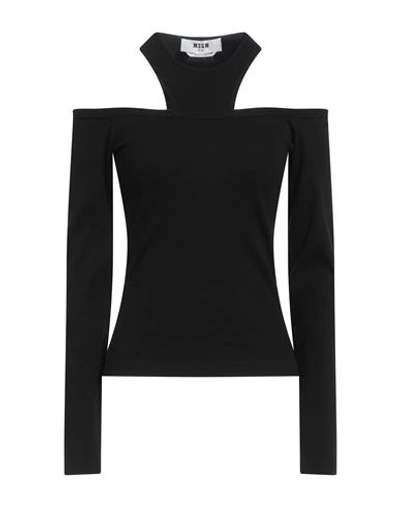 Msgm Woman T-shirt Black Size S Cotton, Elastane In Black