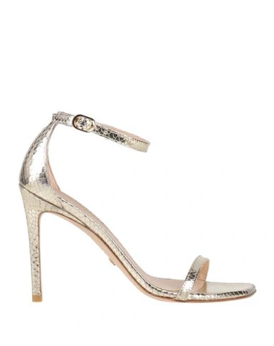 Stuart Weitzman Woman Sandals Silver Size 4.5 Soft Leather In Gold