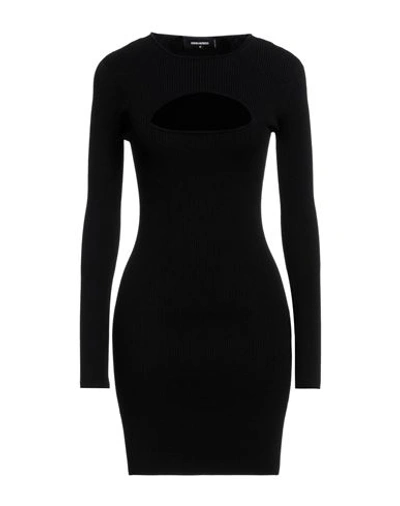 DSQUARED2 DSQUARED2 WOMAN MINI DRESS BLACK SIZE L VISCOSE, POLYESTER