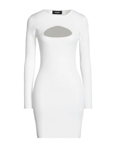 Dsquared2 Woman Mini Dress White Size L Viscose, Polyester