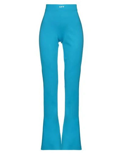 Off-white Woman Pants Turquoise Size L Polyamide, Elastane In Blue