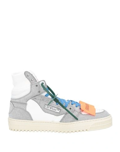 Off-white Woman Sneakers Silver Size 11 Soft Leather, Textile Fibers In Grey
