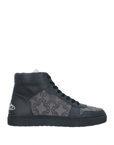 Vivienne Westwood Man Sneakers Black Size 7 Soft Leather, Textile Fibers