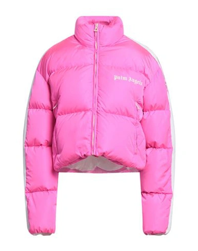 Palm Angels Cropped Quilted Shell Jacket In Fuchsia