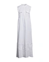 1-ONE 1-ONE WOMAN MAXI DRESS WHITE SIZE 8 COTTON, ELASTANE