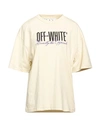 OFF-WHITE OFF-WHITE WOMAN T-SHIRT BEIGE SIZE M COTTON, POLYESTER