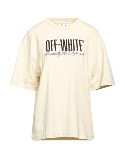 Off-white Woman T-shirt Beige Size L Cotton, Polyester