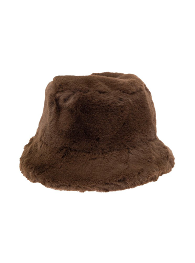 Stand Studio Wera Faux-fur Bucket Hat In Ebonybrown