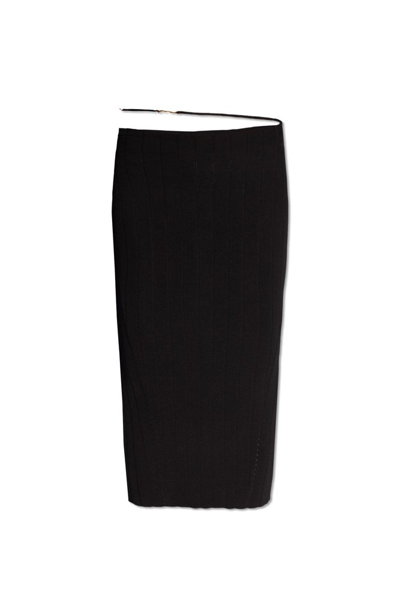 Jacquemus Pralu Ribbed Skirt In Black