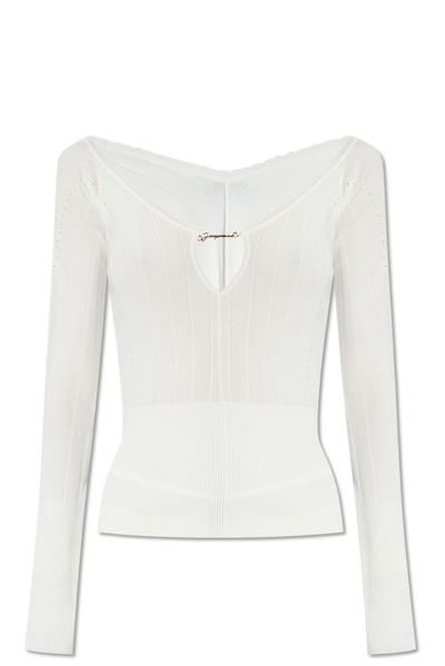 Jacquemus Le Haut Pralu Ribbed Top In Off-white