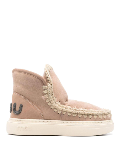Mou Eskimo Glitter-logo Ankle Boots In Brown